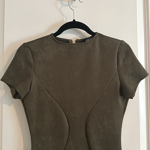 Akira Olive Green Suede Dress - Picture 3 of 4